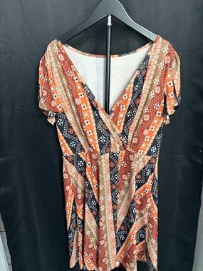 🖤Printed Rust & Black Midi Wrap Dress🖤